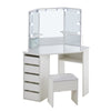 White Corner Dressing Table Makeup Desk Vanity Table 5 Drawers with Bubls