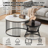 Round Coffee Tables Set of 2 End Table Nesting Tables Marble Pattern Living Room