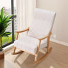 Creamy Fabric Upholstered Rocking Chair Living Room Nap Relaxing Rocker Armchair