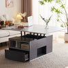Lift Top Coffee Table with 2 Drawers, Shelf Storage Hydraulic Tea Table Desk