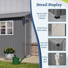 BIRCHTREE 4x8ft Lean To Garden Shed Metal Storage Tool House Pent Roof Grey
