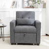 Convertible Sleeper Chair Linen Futon Sofa Bed Small Couch Adjustable Backrest