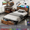 Metal Bed Frame with Outlets, LED Strip, 3ft Single Platform Bed with Storage