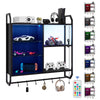 Wall Mounted Storage Shelves RGB Lighted Display Cabinet Remote Control 6 Hooks