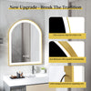 LED Gold Arched Bathroom Mirror Anti-fog Wall Vanity Mirror Over Dressing Table