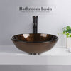 Bathroom Basin Tempered Glass Sink Clockroom Countertop Wash Bowl Tap Waste Set