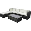 Rattan Garden Furniture Corner Sofa Set+Glass Coffee Table Patio Outdoor Lounge