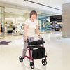 Folding Aluminum Walker Four Wheels Medical Rollator with Seat & Carrying Bag