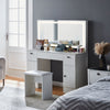 Dressing Table LED Mirror Stool Station Vanity Table 3 Drawers 2 Storage Cabinet