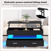 Coffee Table with Storage Lift Top Up & LED Lights Matte Black for Living Room