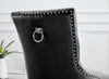 **Seconds** 2x Belgravia Black Velvet Knockerback Dining Chairs Silver Leg