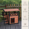 PawHut Outdoor Cat House w/ Balcony Stairs Roof, Brown