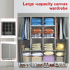 Large Canvas Fabric Wardrobe Clothes Shelving With Hanging Rail Cupboard