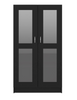 Cabinet Black Cupboard with Shelf Tall Display Storage Unit Glass Doors Shelving