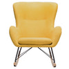 Upholstered Yellow Chenille Fabric Rocking Armchair Wing Back Chair Sofa Lounger