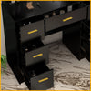 Black Dressing Table Makeup Desk with LED Mirror & 7 Drawers Vanity Set Bedroom