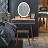 Square Mirror Dressing Table Set LED Light Mirror Vanity Desk with Stool Drawer