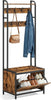 Coat Rack Shoe Storage Hall Tree Bench Rustic Brown and Classic Black HSR425B01