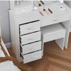White Dressing Table with LED Lights Mirror Stool Drawers Vanity Makeup Desk Set