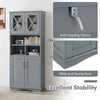 Tall Bathroom Cabinet Large Floor Storage Cabinet w/ Acrylic Doors Grey