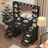 Black Dressing Table with LED Mirror 7 Drawers and 8 Shelves Vanity Makeup Desk