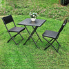 Square Garden Plastic Patio Dining Table & Folding Chairs Outdoor Furniture Set