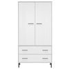 CIADAZ Wardrobe with Metal Legs White 90x55x172.5 Solid Wood OSLO, T6U1