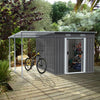 Galvanized Steel Outdoor Garden Storage Shed W/ Open Shed for Bike Tool 5.5x9FT