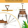 Wagon Garden Planter Cart Wooden Decorative Flower Pot Stand W/ 4 Large Wheels