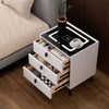 LED Bedside Table 3 Drawers Wireless Charging Side Cabinet White Nightstand Scdb
