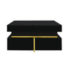 Modern High Gloss Black Side Coffee Table with 2 Storage Drawers for Living Room