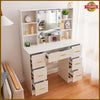 Dressing Table With LED Light Mirror 7 Drawers Shelves Vanity Makeup Desk Set
