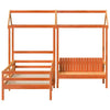 Bed and Set with Roof Wax Brown 90x200 Solid Wood Pine P4E8