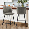 2 Pcs PU Bar Stools Restaurant Bar Stools Soft Padded Seat Back Metal Legs Grey