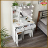 Dressing Table with 10 LED Lights Mirror Stool 6 Drawers Vanity Set Makeup Desk