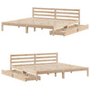 Bed Frame with Drawers 200x200 Solid Wood Pine C9K0