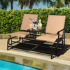 Outdoor Rocking Lounger 2-Seat Garden Patio Swing Glider Chair w/Center Table