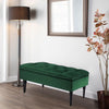 4FT Velvet Green Stool Storage Bench Chic Button Tufted Bedside Seat End Hallway