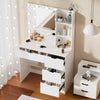 4 Drawers Vanity Table Set White Dressing Table with Mirror and 10 LED Bulbs NEW
