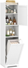 Bathroom Tall Cabinet Slim Storage Unit Tilt Out Laundry Hamper Floor White