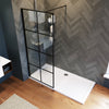 Wet Room Shower Enclosure Screen Walk In Black Grid 8mm Glass Panel 800x1850mm