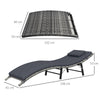 Folding Rattan Sun Lounger with and Pillow, Grey