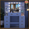 Modern LED Dressing Table Makeup Desk with 11 Lights Mirror Bedroom Vanity Set
