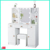 Vanity Dressing Table Makeup Desk Set with Stool Storage Cabinet + LED Mirror