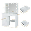 White Vanity Makeup Dressing Table Set w/Stool Drawer&Mirror Jewelry Wood Desk