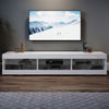 180cm White LED High Gloss TV Stand Cabinet Unit Stroage Glass Shelves Sideboard