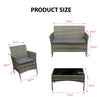4Piece Rattan Garden Furniture Set Outdoor Lounger Sofa Chair Table Cushion Grey