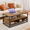 Coffee Table w/Storge Drawers & Shelves Retro Centre Table for Living Room Brown