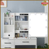 Dressing Table Vanity Makeup Desk With 10 LED Lighted Mirror And 6 Shelves Stool