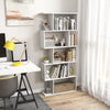 5-Tier Bookshelf Geometric S-Shaped Bookcase Modern Display Shelf-White